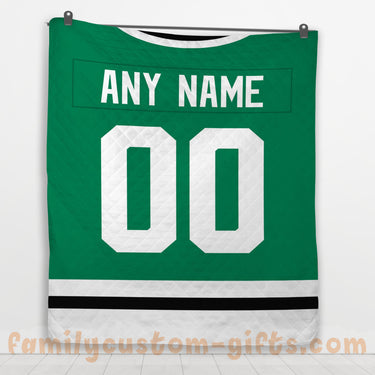 Custom Premium Quilt Blanket Dallas Jersey Ice Hockey Personalized Quilt Gifts for Her & Him
